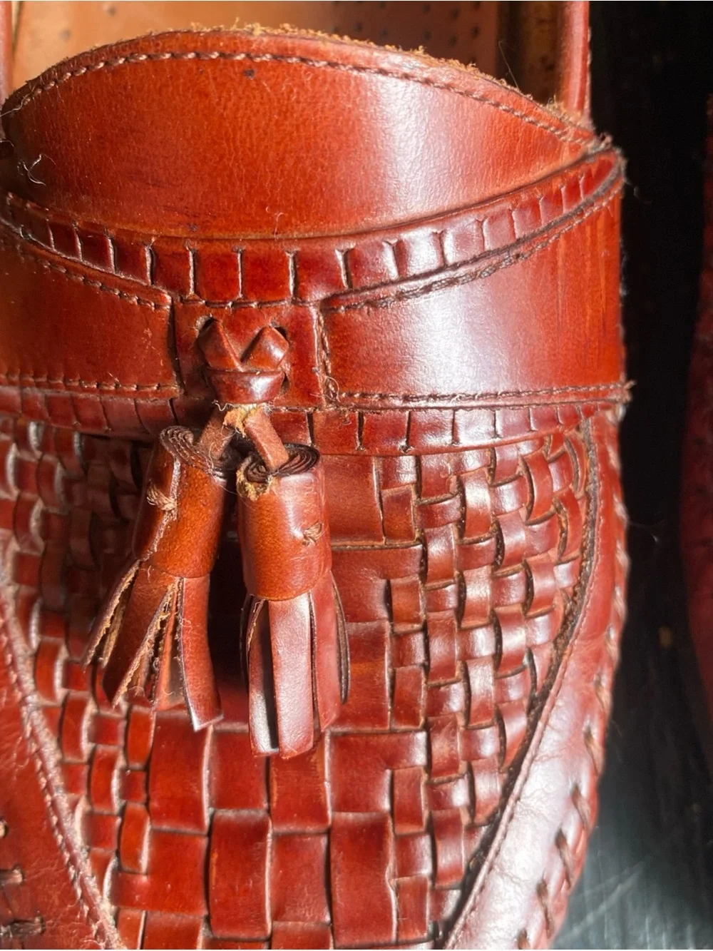 Giorgio Brutini Woven Tassel Loafers in Cognac